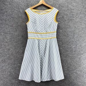 London Style Dress Women 8 Gray Striped Sleeveless Sheath Pleated Cotton